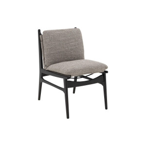 Goossens Stoel Alison met Massief Houten Frame lichtgrijs stof leuning, modern design