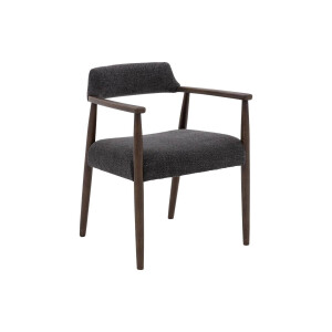 Goossens Stoel Jesper met Massief Houten Frame antraciet stof met armleuning,