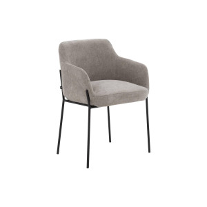 Goossens Stoel Pepijn bruin stof met armleuning, modern design