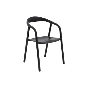 Goossens Stoel Prins met Massief Houten Frame zwart essenhout met armleuning,