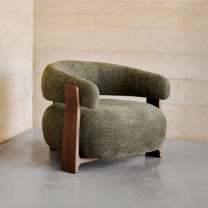 Kave Home Fauteuil 'Granite' Chenille en essenhout, kleur Groen
