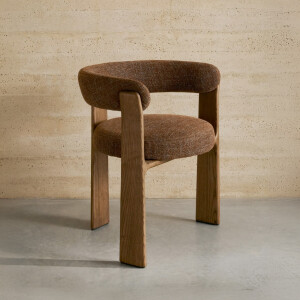 Kave Home Eetkamerstoel 'Granite' Chenille en essenhout, kleur Bruin