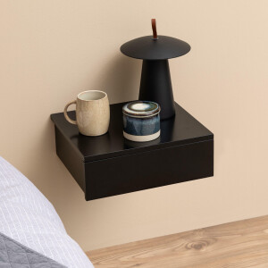 Bendt Zwevend Nachtkastje 'Grete' met 1 lade, kleur Zwart