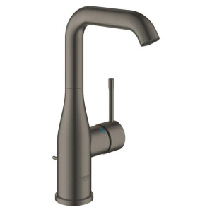 GROHE Essence New Wastafelkraan Opbouw - uitloop 12.7cm - L-size - hoge draaibare uitloop - waste - EcoJoy - brushed hard graphite 32628al1
