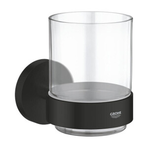 GROHE Essentials Bekerhouder - 10.6x9.9cm - met glas - mat zwart 1022562430