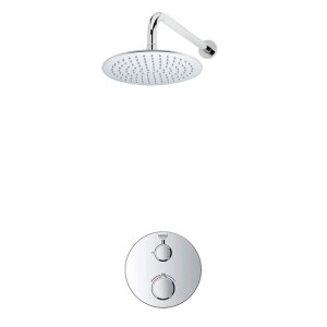 Grohe - Adema Rise Regendoucheset - Inbouw - 1 functie - met Adema Rise hoofddouche 20cm - wandarm 35cm - Grohe Grohtherm inbouwthermostaat - chroom SW236914 sw105953 SW696254 SW720559