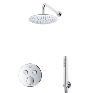 GROHE Grohtherm Regendoucheset Inbouw - 2 functies - met Fortifura hoofddouche 20cm - staafhanddouche - wandarm - chroom sw105953 SW104917 SW720559 SW696254 SW542643 SW496