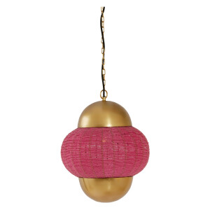 Light & Living Hanglamp 'Cetara' Kralen, 33cm, kleur Roze/Brons