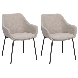 Haley gestoffeerde eetkamerstoel lichtgrijs - met armleuningen - set van 2