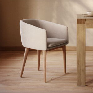 Kave Home Eetkamerstoel 'Harlan' Chenille, kleur Beige