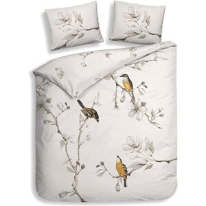 2e -50% | Dekbedovertrek Katoen - Birdie - Lits-Jumeaux (240x220 Cm) - Off-white Katoen - Natuur & Dieren - Heckett Lane - Dekbed-Discounter.nl