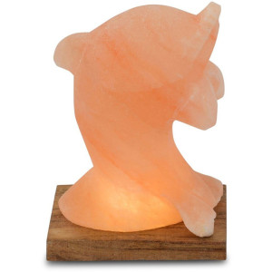 HIMALAYA SALT DREAMS Zoutkristal-tafellamp Dolfijn Met de hand gemaakt van zoutkristal - iedere steen uniek, H: ca.15 cm (1 stuk)