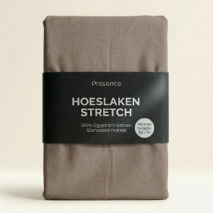 Hoeslaken - Egyptisch Katoen Jersey Stretch - Taupe - 140160x200cm - Taupe - Presence - Dekbed-Discounter.nl