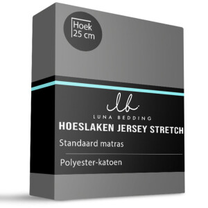 Hoeslaken - Jersey Stretch - Antraciet - 190x200cm - Antraciet - Luna Bedding - Dekbed-Discounter.nl
