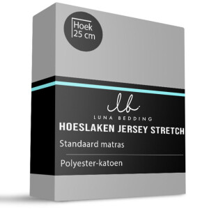 Hoeslaken - Jersey Stretch - Grijs - 140x200cm - Grijs - Luna Bedding - Dekbed-Discounter.nl
