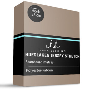 Hoeslaken - Jersey Stretch - Taupe - 180x200cm - Taupe - Luna Bedding - Dekbed-Discounter.nl