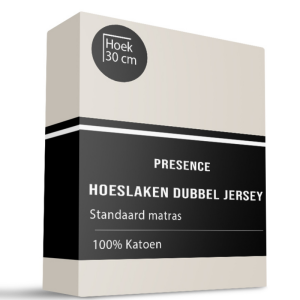 Hoeslaken - Katoen Dubbel Jersey - Creme - 140x200cm - Creme - Presence - Dekbed-Discounter.nl