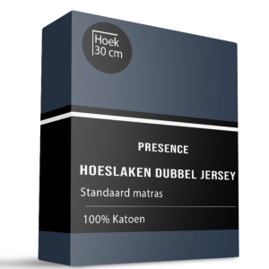 Hoeslaken - Katoen Dubbel Jersey - Navy - 140x200cm - Blauw - Presence - Dekbed-Discounter.nl