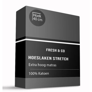 Hoeslaken - Katoen Jersey Stretch - Extra Hoog - Donker Grijs - 180x200cm - Grijs - Signature - Dekbed-Discounter.nl