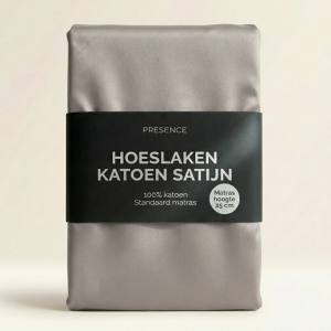 Hoeslaken - Katoen Satijn - Zilver - 160x200cm - Zilver - Presence - Dekbed-Discounter.nl