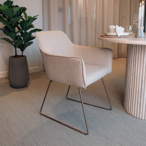 Jesper Home Eetkamerstoel 'Hofu' Slide Rose Gold, kleur Wild Walnut