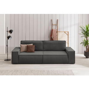 Home affaire 3-zitsbank SHERWOOD slaapbank (257 cm) ribfluweel, velours, vintage lederlook