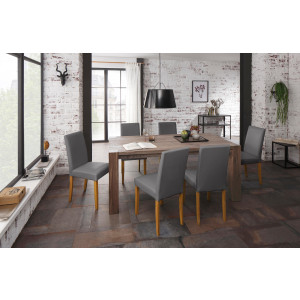 Home affaire Eethoek Livara bestaand uit 6 lucca stoelen en de mary eettafel (set, 7-delig)