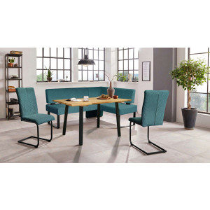 Home affaire Eethoek Oliver Hoekbank met golfvering in de zitting, tafel massief eiken (set, 4-delig)