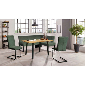 Home affaire Eethoek Oliver Hoekbank met golfvering in de zitting, tafel massief eiken (set, 4-delig)