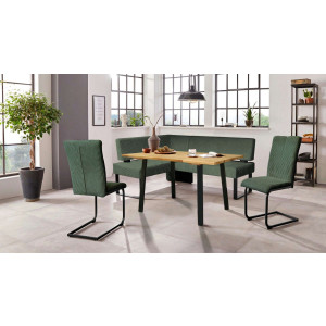 Home affaire Eethoek Oliver Hoekbank met golfvering in de zitting, tafel massief eiken (set, 4-delig)