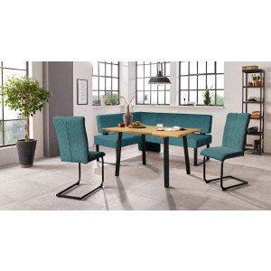 Home affaire Eethoek Oliver Hoekbank met golfvering in de zitting, tafel massief eiken (set, 4-delig)