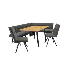 Home affaire Eethoek Sava Hoekbank met nosagvering in de zitting, massief eiken tafel (set, 4-delig)