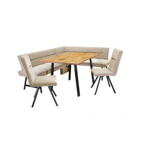 Home affaire Eethoek Sava Hoekbank met nosagvering in de zitting, massief eiken tafel (set, 4-delig)