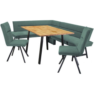 Home affaire Eethoek Sava Hoekbank met nosagvering in de zitting, massief eiken tafel (set, 4-delig)