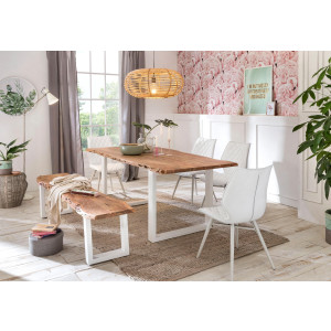 Home affaire Eettafel Manhattan in boomstam-look en frame u-model van wit metaal