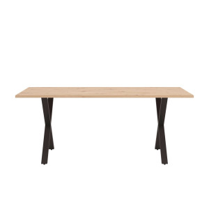 Home affaire Eettafel Picardy, 180 cm, kruisvoet, zwart X- voeten, Artisan eiken