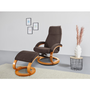 Home affaire Relaxfauteuil Paris verstelbaar, microvezel, natuurleer, geweven stof, zithoogte 46 cm (set, 2 stuks)