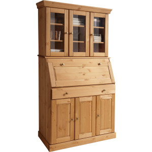 Home affaire Secretaire Rosi Bureau van massief hout, met vitrinegedeelte, afmetingen 100 x 42,5 x 180 cm