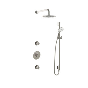 Hotbath Buddy IBS Regendoucheset - 35cm wandarm - 20cm ronde hoofddouche - 3 standen handdouche - glijstang - geborsteld nikkel IBS1GN17