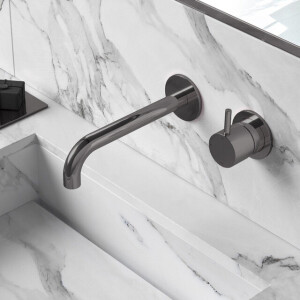 Hotbath Cobber afbouwdeel inbouw wastafelmengkraan met 18 cm uitloop zwart chroom CB005EXT18BK