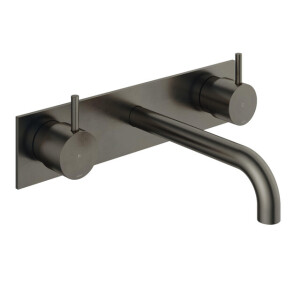 Hotbath Cobber afbouwdeel wastafelmengkraan met achterplaat en 18 cm uitloop verouderd ijzer CB006TEXT18AI