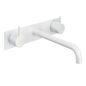 Hotbath Cobber afbouwdeel wastafelmengkraan met achterplaat en 25 cm uitloop mat wit CB006TEXT25WH