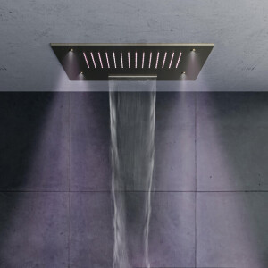 Hotbath Mate inbouwhoofddouche vierkant 50x50cm met cascade en spray inclusief LED verlichting nikkel geborsteld M146GN