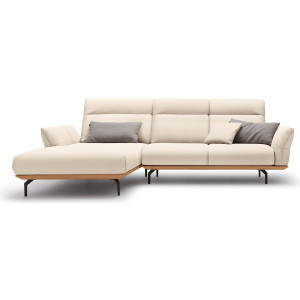 Hülsta Sofa Hoekbank Hs.460 Sokkel in eiken, gegoten aluminium poten in umbra grijs, breedte 298 cm