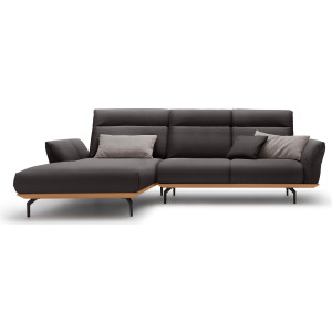 Hülsta Sofa Hoekbank Hs.460 Sokkel in eiken, gegoten aluminium poten in umbra grijs, breedte 298 cm