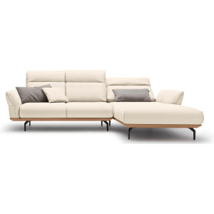 Hülsta Sofa Hoekbank Hs.460 Sokkel in eiken, gegoten aluminium poten in umbra grijs, breedte 298 cm