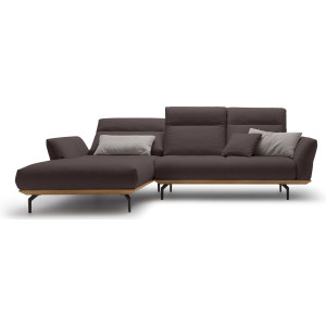 Hülsta Sofa Hoekbank Hs.460 Sokkel in walnotenhout, onderstel in umbra grijs, breedte 298 cm