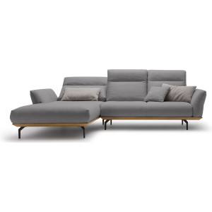 Hülsta Sofa Hoekbank Hs.460 Sokkel in walnotenhout, onderstel in umbra grijs, breedte 298 cm