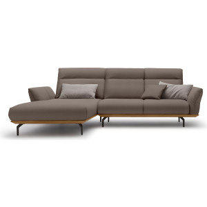 Hülsta Sofa Hoekbank Hs.460 Sokkel in walnotenhout, onderstel in umbra grijs, breedte 298 cm