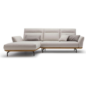 Hülsta Sofa Hoekbank Hs.460 Sokkel in walnotenhout, onderstel in umbra grijs, breedte 298 cm